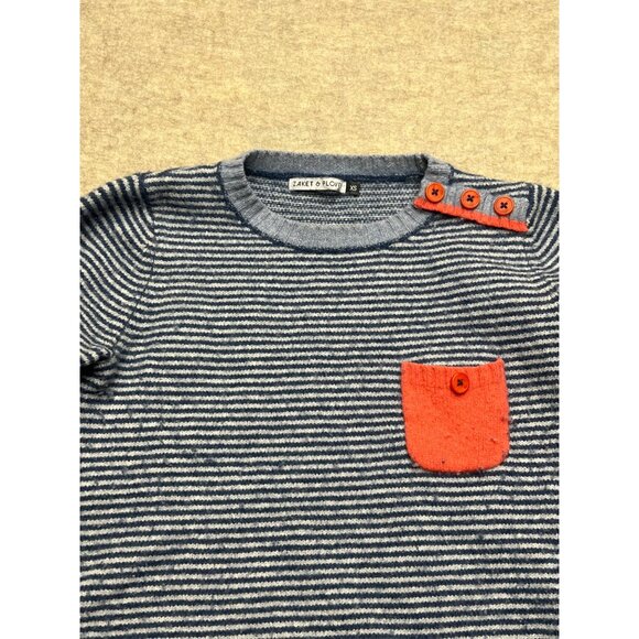 Zaket & Plover Merino Wool Blend Crewneck Blue Striped Sweater Size XS - Picture 2 of 10